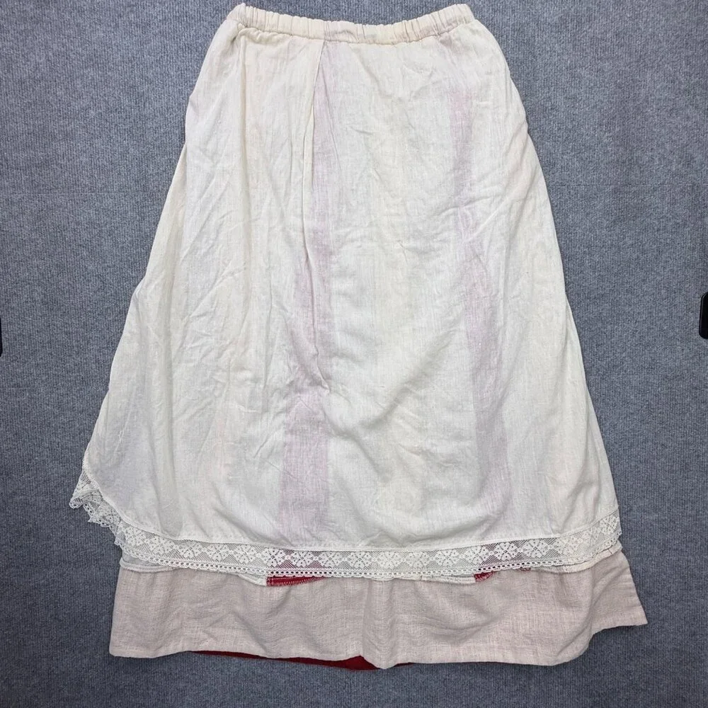 VTG 70s Chessa Davis Velvet Lace Cottagecore Prairie Maxi Skirt Holiday Size M? - Picture 8 of 15